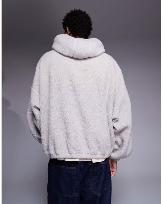 Sweat à capuche ultra oversize en polaire avec col cheminée zippé ASOS pour homme en coloris Gray