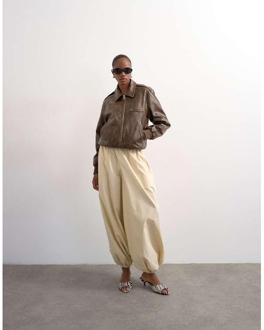TOPSHOP Natural Leather Look Centre Front Zip Through Jacket