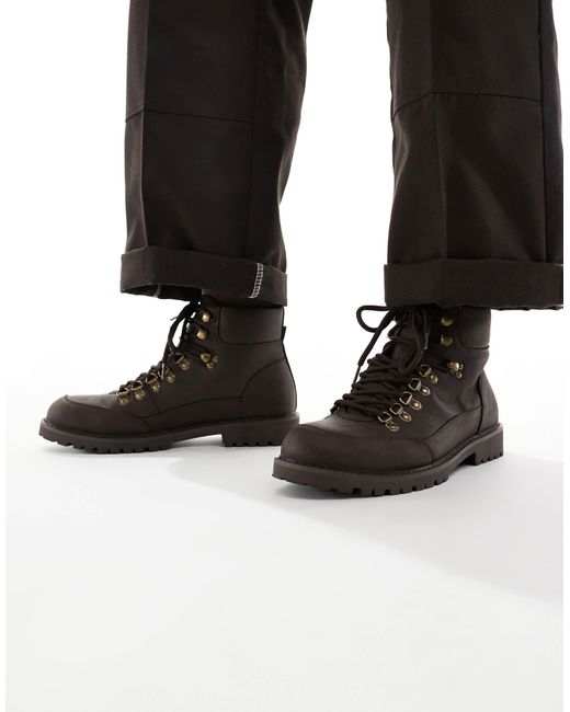 SEQWL Black Lace Up Boots With Contrast Laces for men