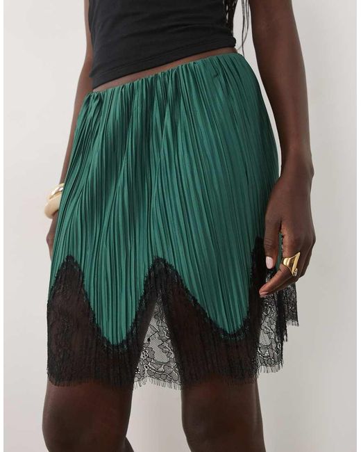ASOS Green Mix & Match Plisse Mini Skirt
