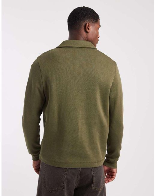 ASOS Green Oversized Button Polo With Pocket for men