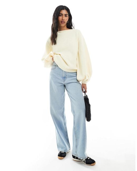 ASOS White Oversized Jumper With Balloon Sleeve
