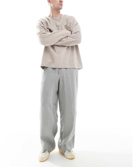 Pantalones Holgados De Lino De -Verde Cotton On de hombre de color Gray