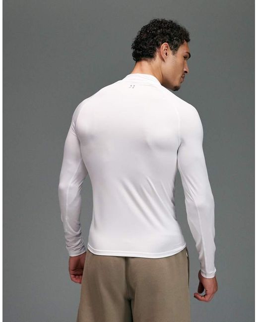 4505 Gray Icon Active Quick Dry Muscle Fit Base Layer Training Long Sleeve Mock Neck Top for men