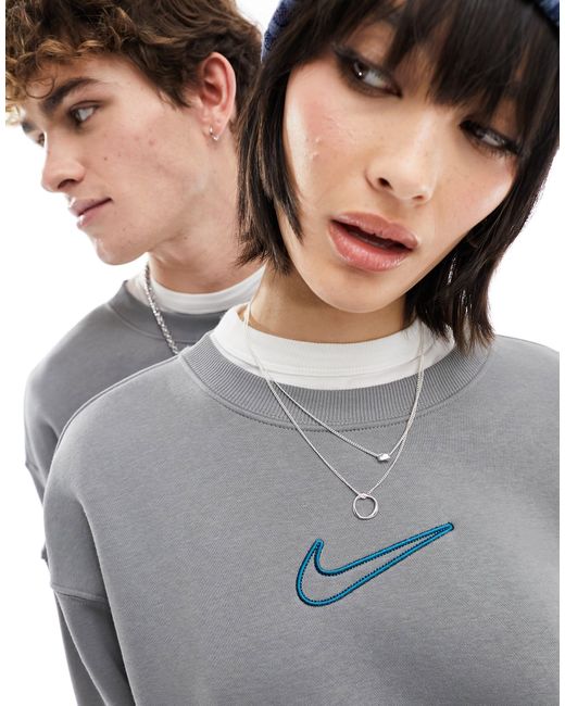 Nike Gray Midi Swoosh Unisex Sweatshirt