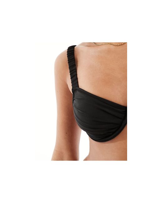 Miss Selfridge Black Mix And Match Ruched Cup Detail Bikini Top