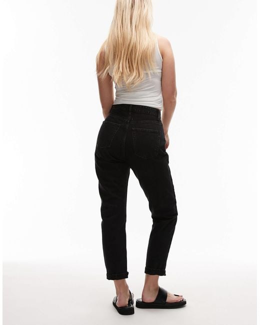 Original - jean mom à taille haute - délavé Topshop Hourglass en coloris Black