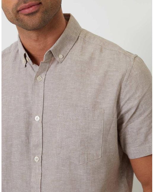 Threadbare Gray Short Sleeve Linen Blend Shirt for men
