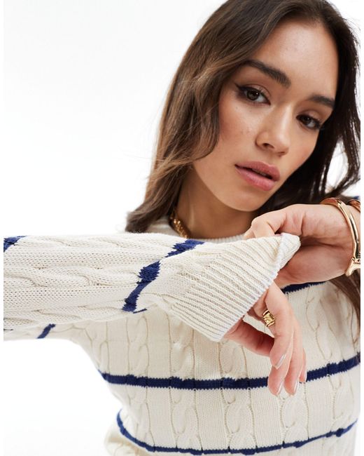 ASOS White Cable Knit Long Sleeve Top
