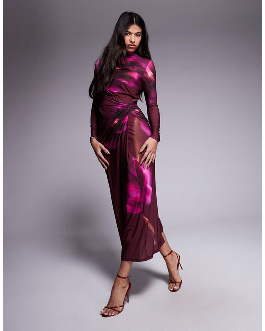 DASKA Purple – exklusiv – hochgeschlossenes maxikleid