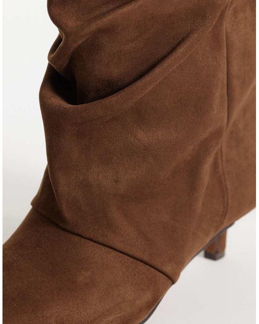 ASOS Brown Rosario Slouch Kitten Heel Boots