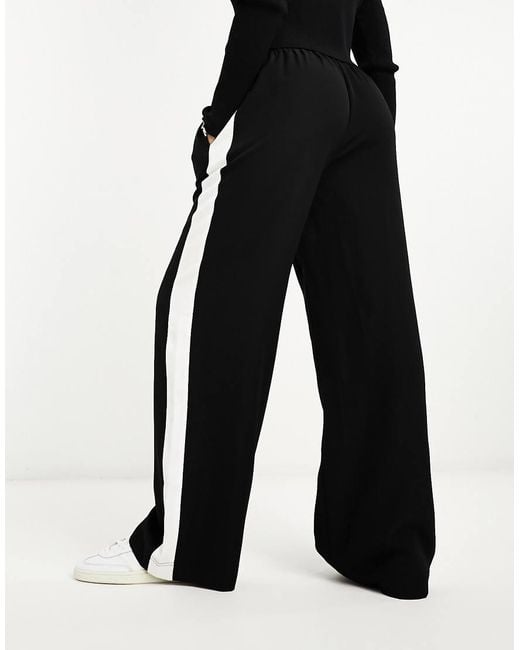 ASOS Black Pull On Trouser With Contrast Panel