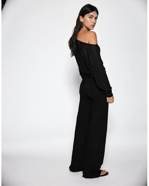 Pull&Bear Blue Straight Wide-leg Jeans