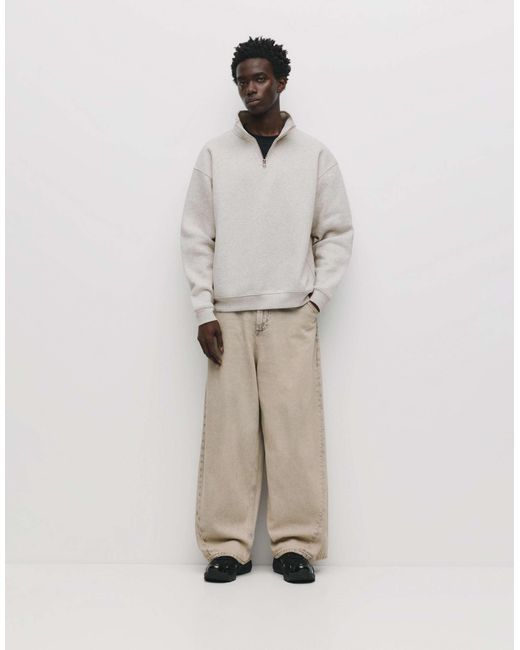 Pull&Bear – basic-sweatshirt in Natural für Herren