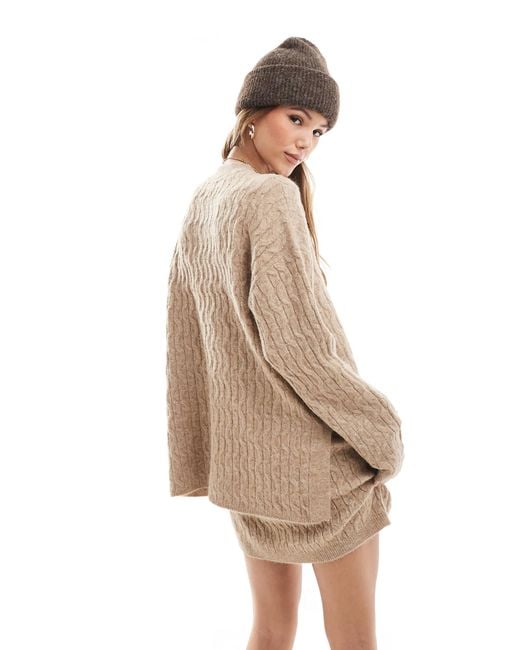 Vero Moda Natural Slouchy Cable Knit Jumper Co-ord