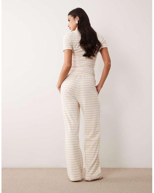 Wanderdoll Natural Frankie Premium Jersey Wide Leg Trousers Co-Ord