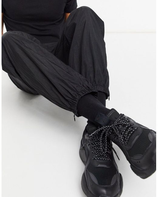 Weekday Black Andrew Woven joggers for men