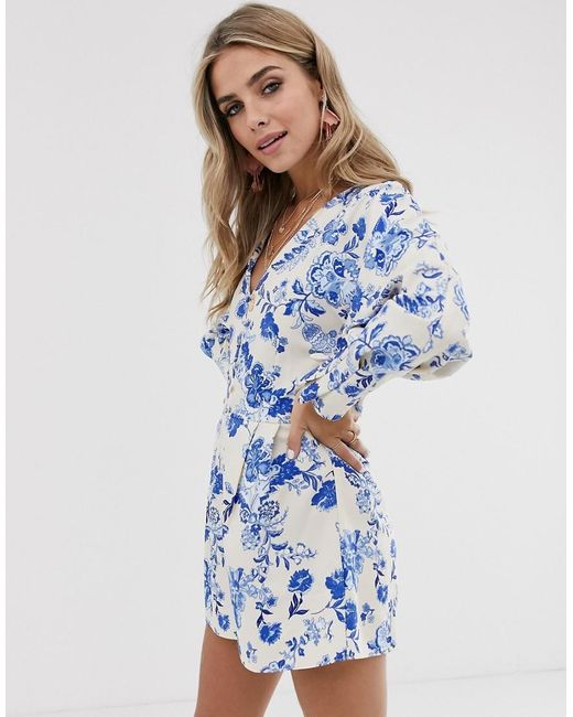 asos blue playsuit