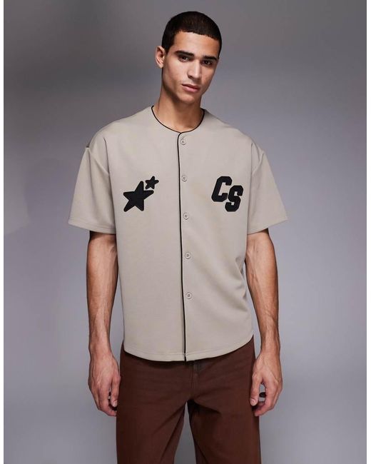 Courtside Gray Boxy Baseball Jersey for men