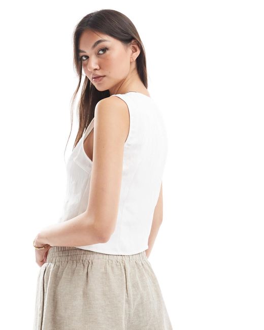 Stradivarius White – geknöpftes trägertop
