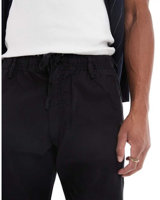 Jack & Jones Black Relaxed Fit Linen Mix Trouser for men