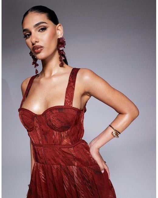 ASOS Red Plait Detail Maxi With Bust Cups