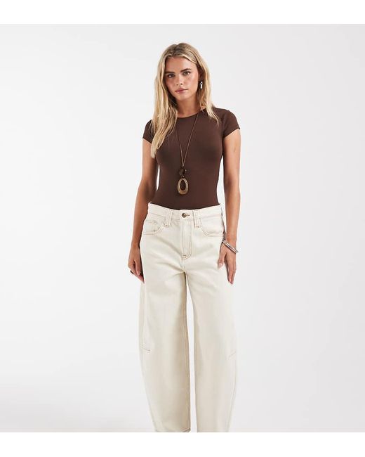 Only Petite White Frankie High Waist Barrel Jeans