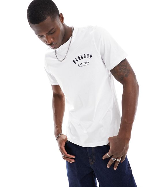 Barbour Small Collegiate Logo T shirt in White for Men Lyst UK
