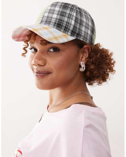 Collusion Multicolor Unisex Spliced Check Cap