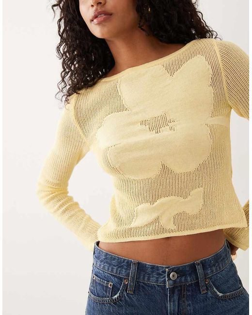 ASOS White Fine Knit Floral Top