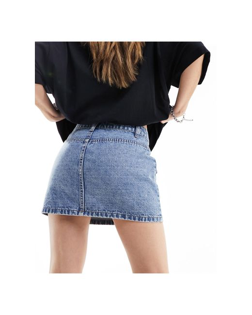 Bailey Rose Blue Micro Denim Mini Skirt With Y2k Detail