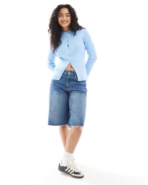 ASOS Blue Neat Fit Collared Cardigan