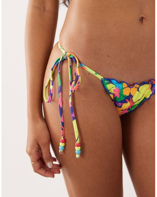 Kulani Kinis Green Neon Sunset Thong Tieside Bikini Bottom