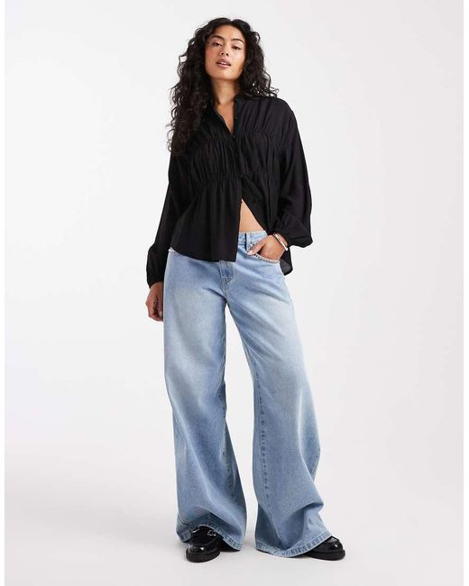 Threadbare Blue Button Down Long Sleeve Blouse