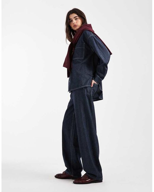 Object Blue Gina Barrel Tie Waist Jeans Co-ord