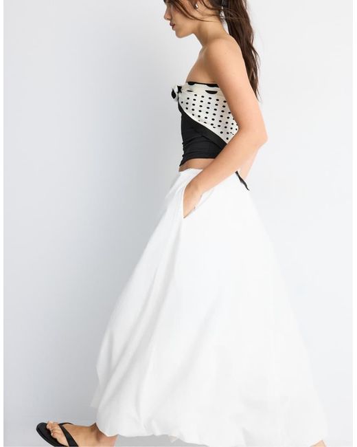 Stradivarius White Poplin Maxi Balloon Skirt