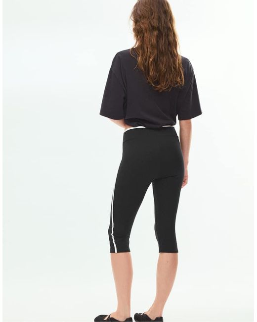 Stradivarius Black Side-stripe Capri leggings