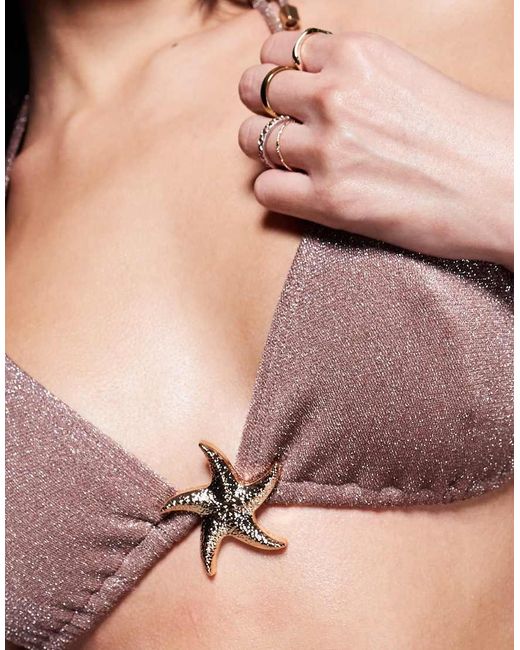 South Beach Triangel Halter Bikinitopje Met Glitter in het Multicolor
