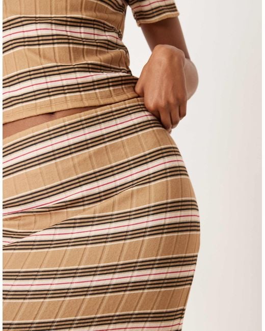 ASOS Natural – gerippter, angerauter maxirock mit streifen