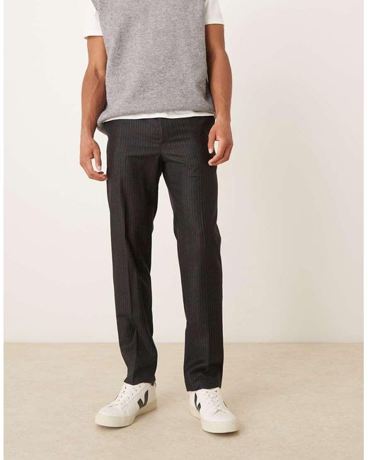 Mango Multicolor 100% Wool Tailored Pleat Front Pin Stripe Trouser for men