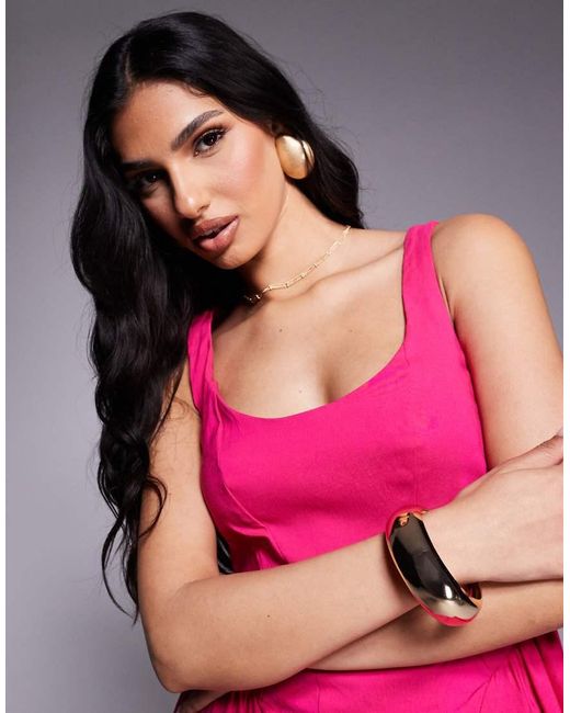 ASOS Pink Bengaline Scoop Neck Structured Flippy Mini Dress