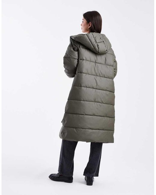 Vero Moda Gray Longline Hooded Puffer Coat