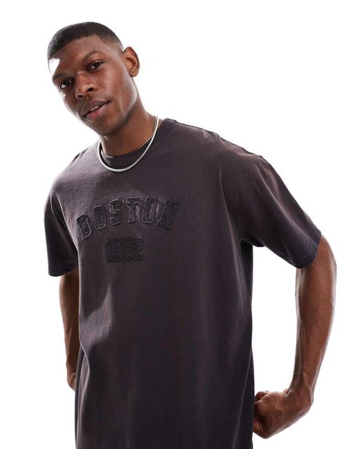 ASOS Oversized T-Shirt Van Zware Stof Met Zak En Applicatie Op De Borst in het Black voor heren
