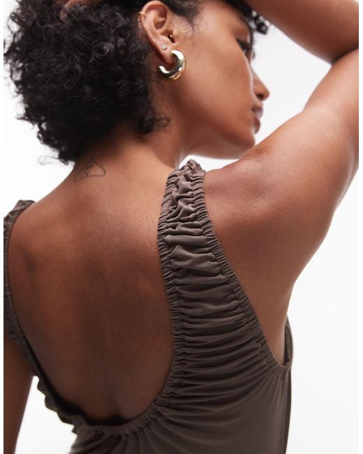 Robe longue près du corps à encolure dégagée TOPSHOP en coloris Black