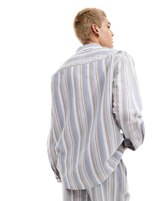 Camicia a maniche lunghe a righe di Reclaimed (vintage) in Gray da Uomo