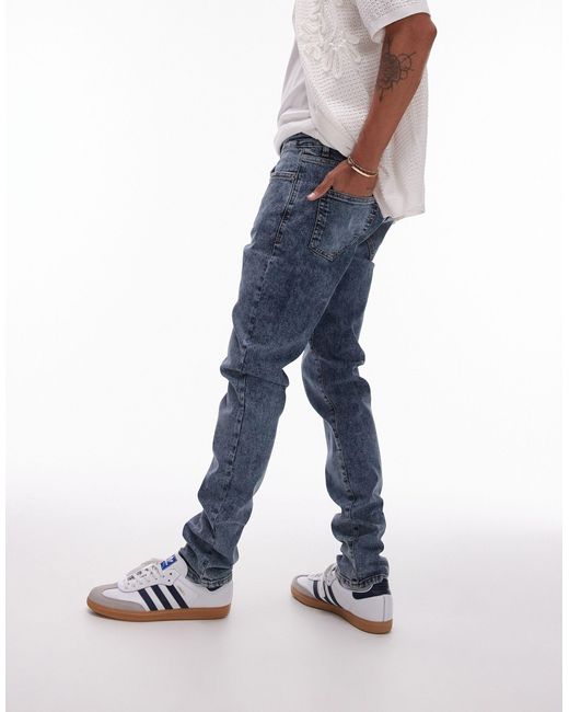 Topman – enge jeans mit vintage-waschung in Blue für Herren