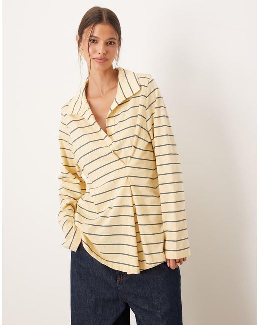 Top A Rayas De Estilo Rugby Con Detalle Recogido De ASOS de color Blue