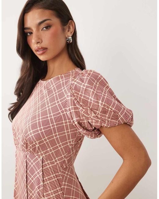 Nobody's Child Pink Quinn Satin Puff Sleeve Midi Tea Dress