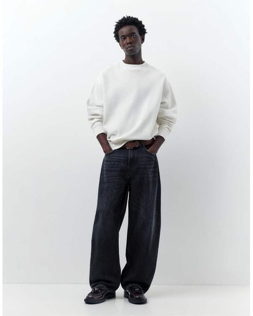 Pull&Bear White Balloon-fit baggy Jeans for men