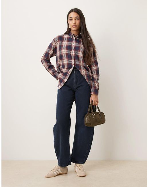 Gant Brown Relaxed Fit Flannel Checked Shirt